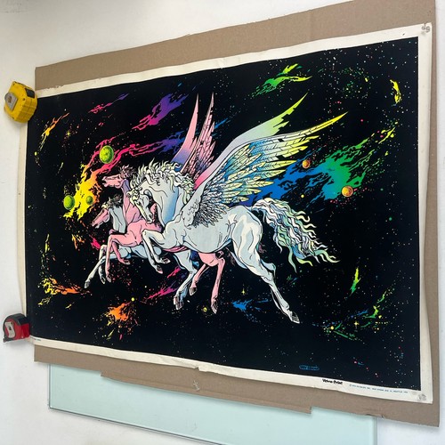 Vintage pegasus flocked - flocked, velvet