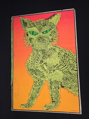 Vintage psychedelic cat 1970s - psychedelic,